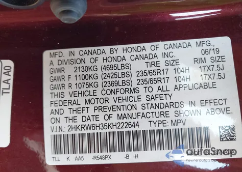2019 Honda Cr-V Lx from USA, damaged, VIN 2HKRW6H35KH222644